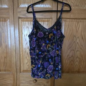 Torrid Plus Size Floral Velvet Cami with Lace Trim